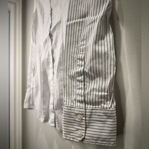 Denver Hayes white pinstriped, button up blouse. Perfect condition. Size small